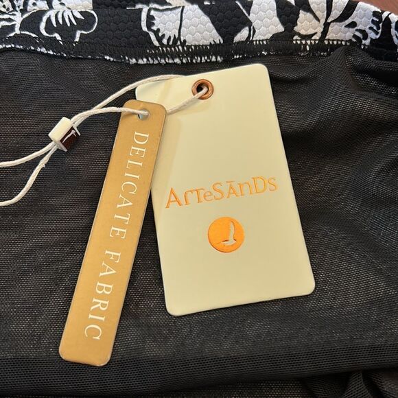 ArteSands black white floral high waist rouched swim bottoms Size 20 New - Picture 5 of 10